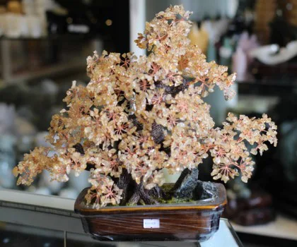 Cây tài lộc kiểu mới pháo hoa thạch anh vàng (trung) KC068